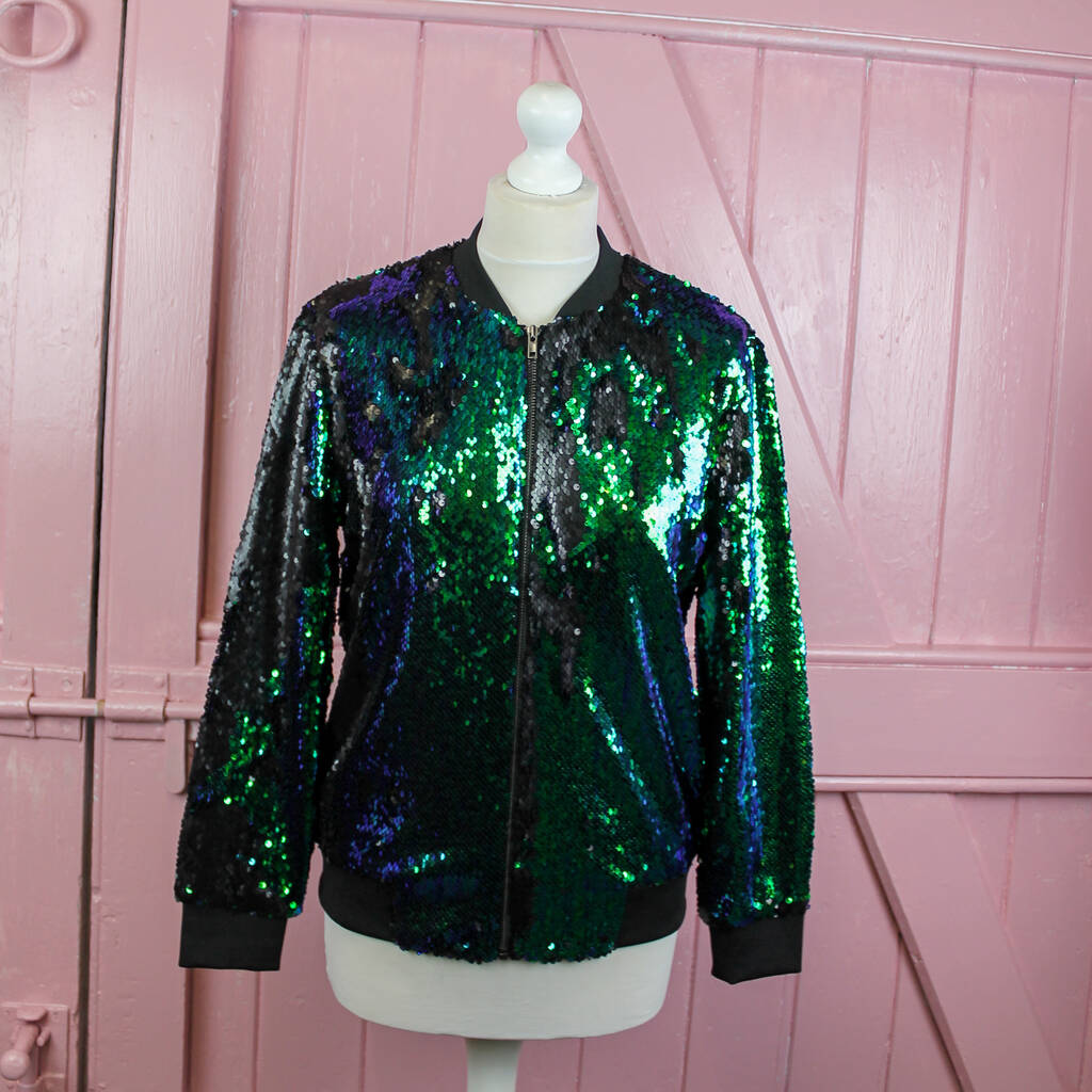 1989 Green Sparkly Sequin Jacket By Niamh Designs