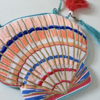 Embroidered Coral Shell Bag, 6 of 6