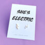 Silver Lightning Bolt Stud Earrings – Oasis She’s Electric Inspired Gift, thumbnail 1 of 7