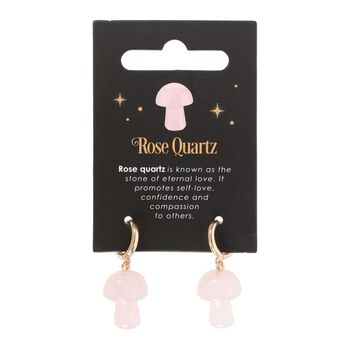 Rose Quartz Crystal Mushroom Earrings, 3 of 4