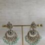 Mint Green Gold Plated Kundan Earrings And Tikka Set, thumbnail 4 of 4