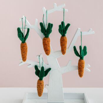 Set Of Five Felt Easter Carrot Decorations, 4 of 11