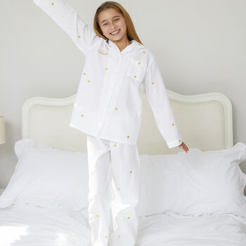 Personalised Girl's Gold Star Embroidered Cotton Pyjamas, 9 of 10