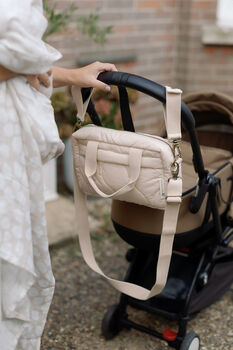 Quilted Changing Stroller Bag Beige/Scallop, 5 of 9