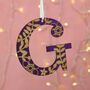 Purple Floral Initial Christmas Decoration, thumbnail 1 of 4