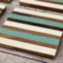 Set Of Four Turquoise Stripe Coasters, thumbnail 2 of 3