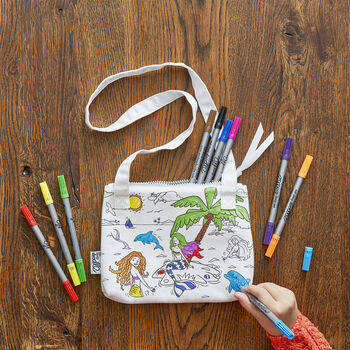 Colour In Mermaid Crossbody Bag + 10 Pens Colouring Kit, 4 of 7