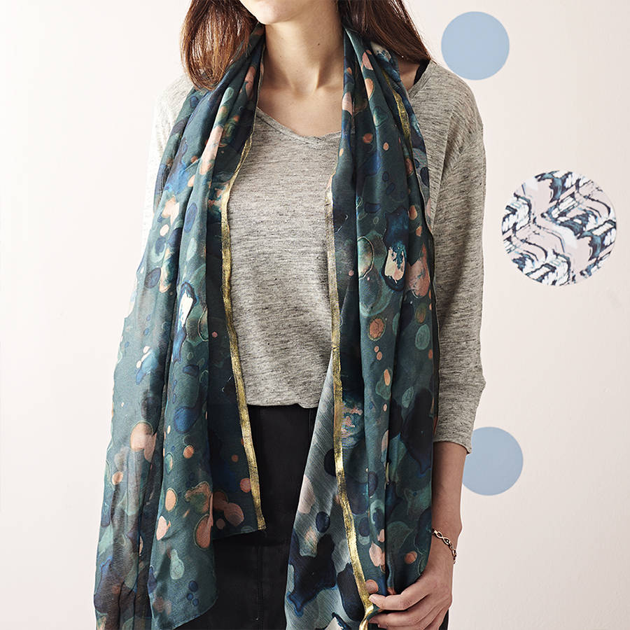 gold edged droplet scarf by the forest & co | notonthehighstreet.com