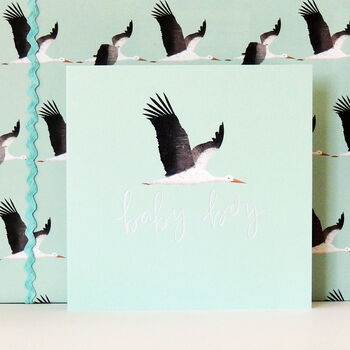 Blue Stork Baby Boy Greetings Card, 5 of 5