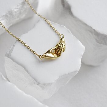 Holding Hands Necklace Gold Friendship Pendant, 7 of 7