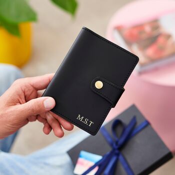 Personalised Leather Passport Travel Holder With Hot Stamped Initials And/Or Engraved Message, 2 of 8