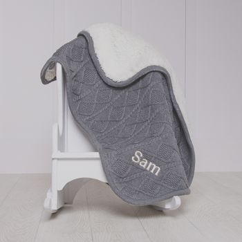 Personalised Sherpa Fleece Cable Baby Blanket, 5 of 10