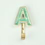G Decor Alphabet Green Crackle Hooks Antique Brass, thumbnail 3 of 11
