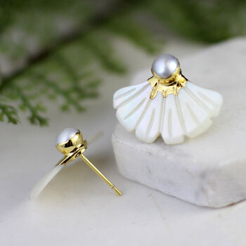 Statement Pearl Shell Stud Earring, 2 of 3