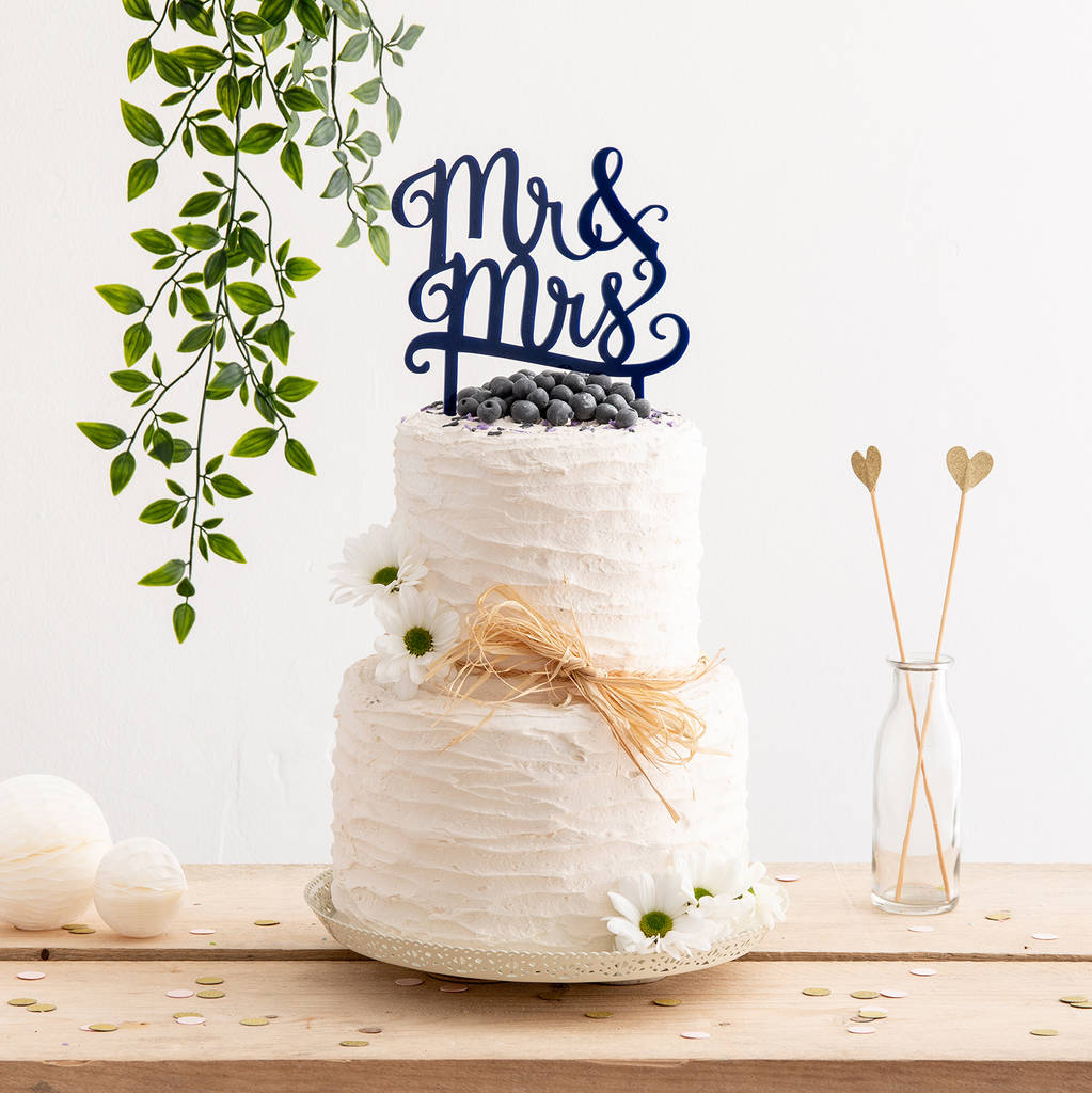 Mr And Mrs Script Cake Topper, 1 of 3