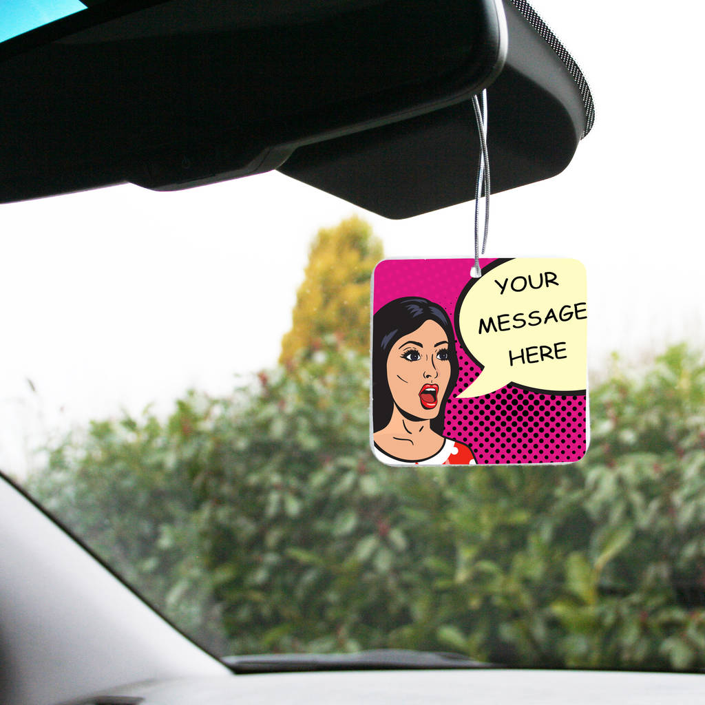 Personalised Car Air Freshener Pack Of Three Comic By Personalised