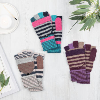 Colourful Stripe Knit Mitten Gloves, 5 of 6