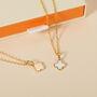 Personalised Mother Of Pearl Mini Clover Cross Necklace, thumbnail 5 of 6