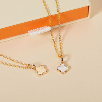 Personalised Mother Of Pearl Mini Clover Cross Necklace, 5 of 6