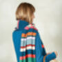 Colourful Multi Stripe Wrap Scarf Soft Lambswool, thumbnail 6 of 7