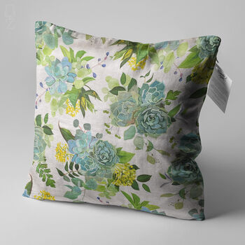Echeveria Pillow Cover With Green And Yellow Colours, 3 of 7