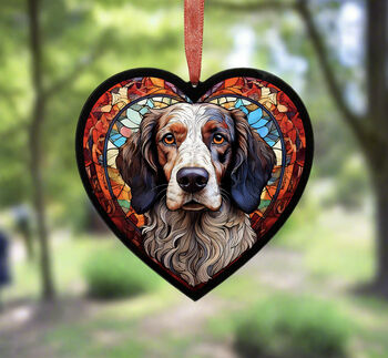 English Setter Stained Glass Effect Heart Suncatcher, 5 of 5