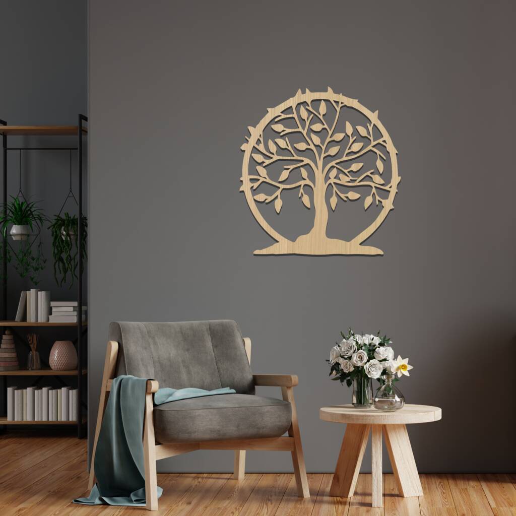 Wooden Tree Of Life Wall Art, Circular Tree Wall Decor By Duke Craft
