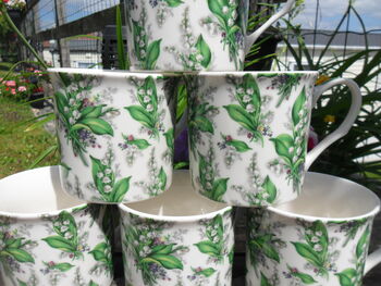 Set Of Six China Palace Mugs In Lily Of The Valley Design, 2 of 7