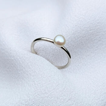 Silver Small Pearl Ring, 2 of 3