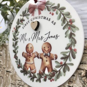 Personalised First Christmas Married Acrylic Decoration, 2 of 3