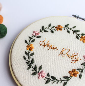 Personalised Name Floral Embroidery Decoration, 3 of 6