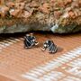 Sterling Silver Oxidised Origami Elephant Studs, thumbnail 2 of 3