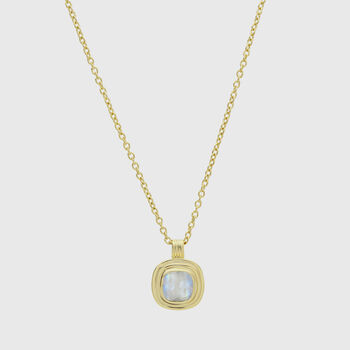 California Cushion Moonstone Gold Plated Necklace, 2 of 4