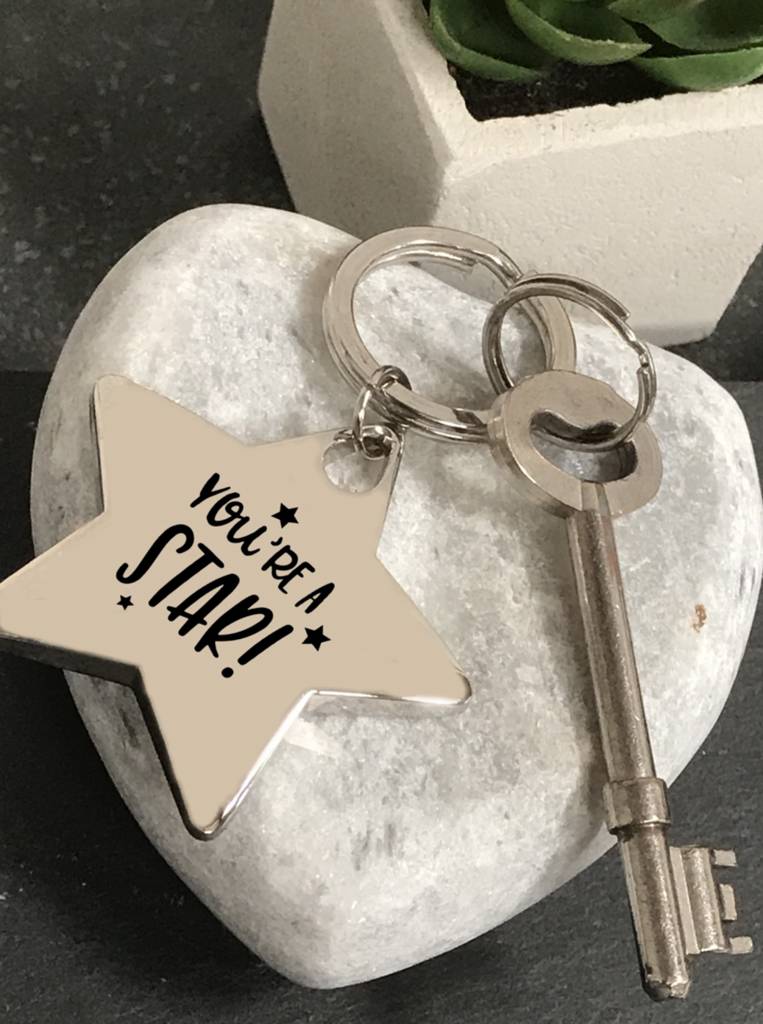 Image of Personalised Silver 'You're a Star' Chunky Keyring