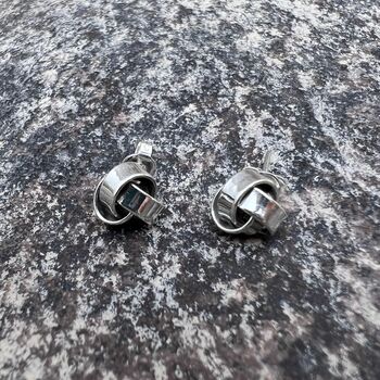 Woven Knot Sterling Silver Stud Earrings, 3 of 4