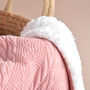 Personalised Knitted Dusty Pink Blanket With Bow, thumbnail 9 of 9