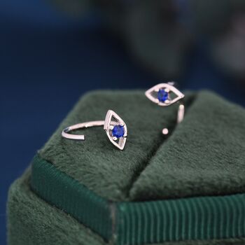 Evil Eye Cz Huggie Hoop Earrings In Sterling Silver, 3 of 10