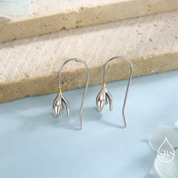 Snowdrop Flower Drop Earrings In Sterling Silver, 4 of 9