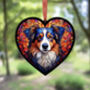 Australian Shepherd Stained Glass Effect Heart Suncatcher, thumbnail 5 of 6