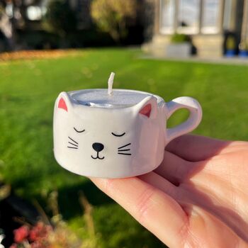 Ceramic Tea Light Holder With Cat Face, 3 of 3