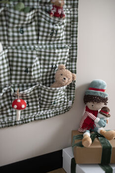 Personalised Green Gingham Ruffle Advent Calendar Embroidered, 5 of 12