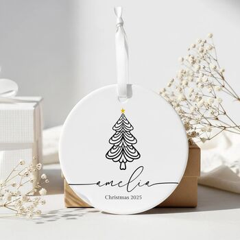 Personalised Minimalist Christmas Tree Bauble, 6 of 9