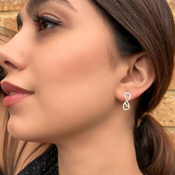 Sterling Silver Outline Heart Stud Earrings, 2 of 5