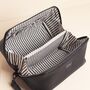 Personalised Men's Vegan Leather Wide Open Wash Bag In Black, thumbnail 3 of 3