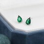 Sterling Silver Emerald Green Droplet Stud Earrings, thumbnail 1 of 12