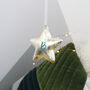Initial Metallic Glass Star Bauble Hanging Decoration, thumbnail 3 of 8
