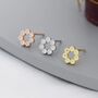 Sterling Silver Tiny Cz Circle Wreath Stud Earrings, thumbnail 1 of 12