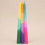 Set Of Three Colourful Dip Dye Taper Candles, thumbnail 3 of 4