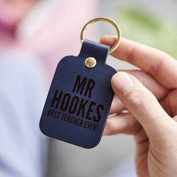 Personalised Leather Teacher Gift Keyring, 2 of 4