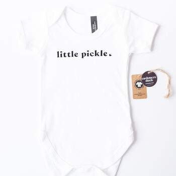 'Little Pickle' Organic Baby Grow, 2 of 4